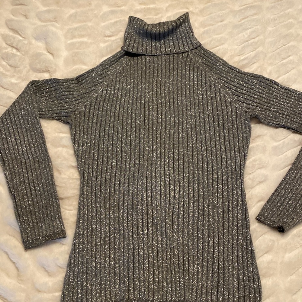 INC brand silver shimmery turtleneck